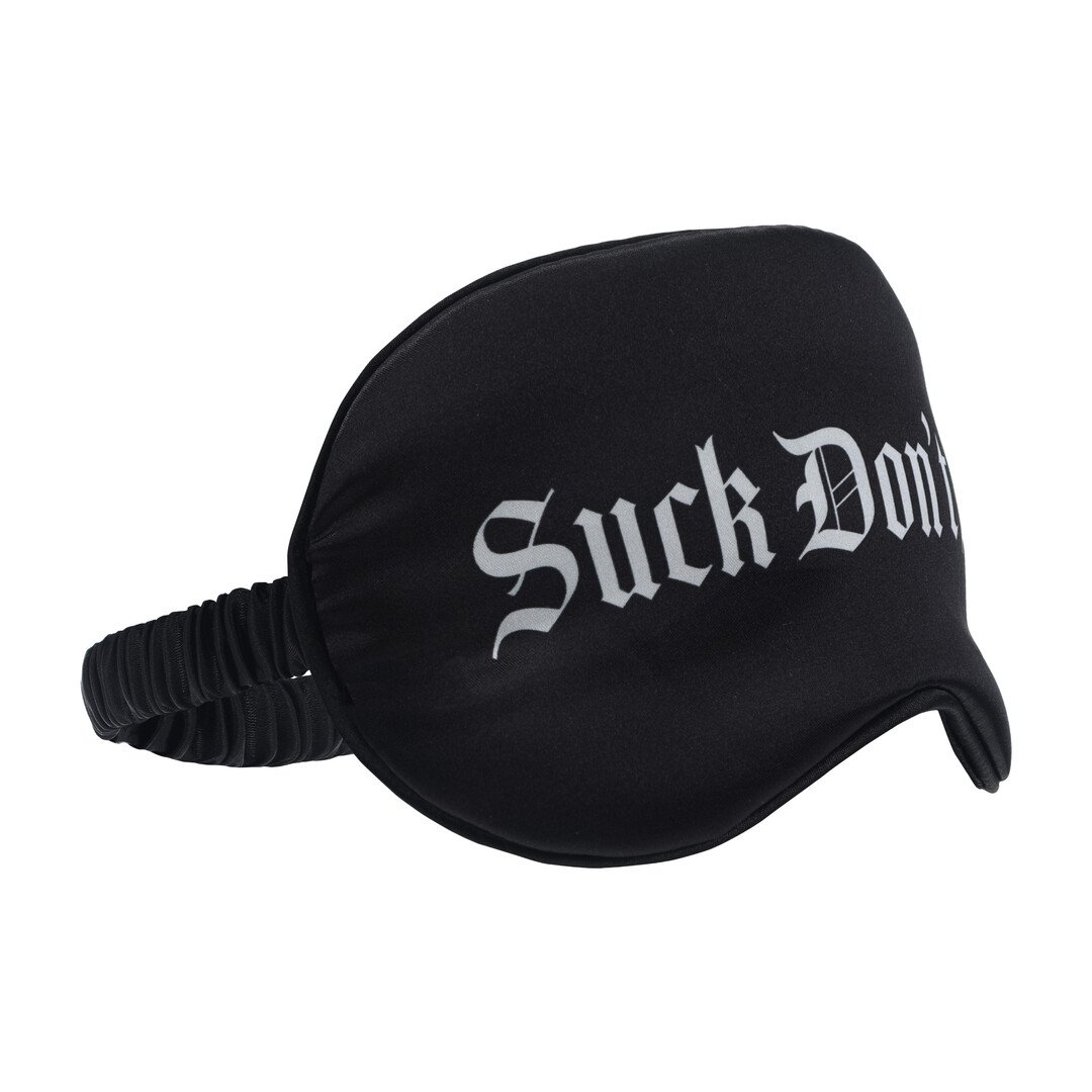 Suck Don't Bite - Printed Satin Mask - Black 3
