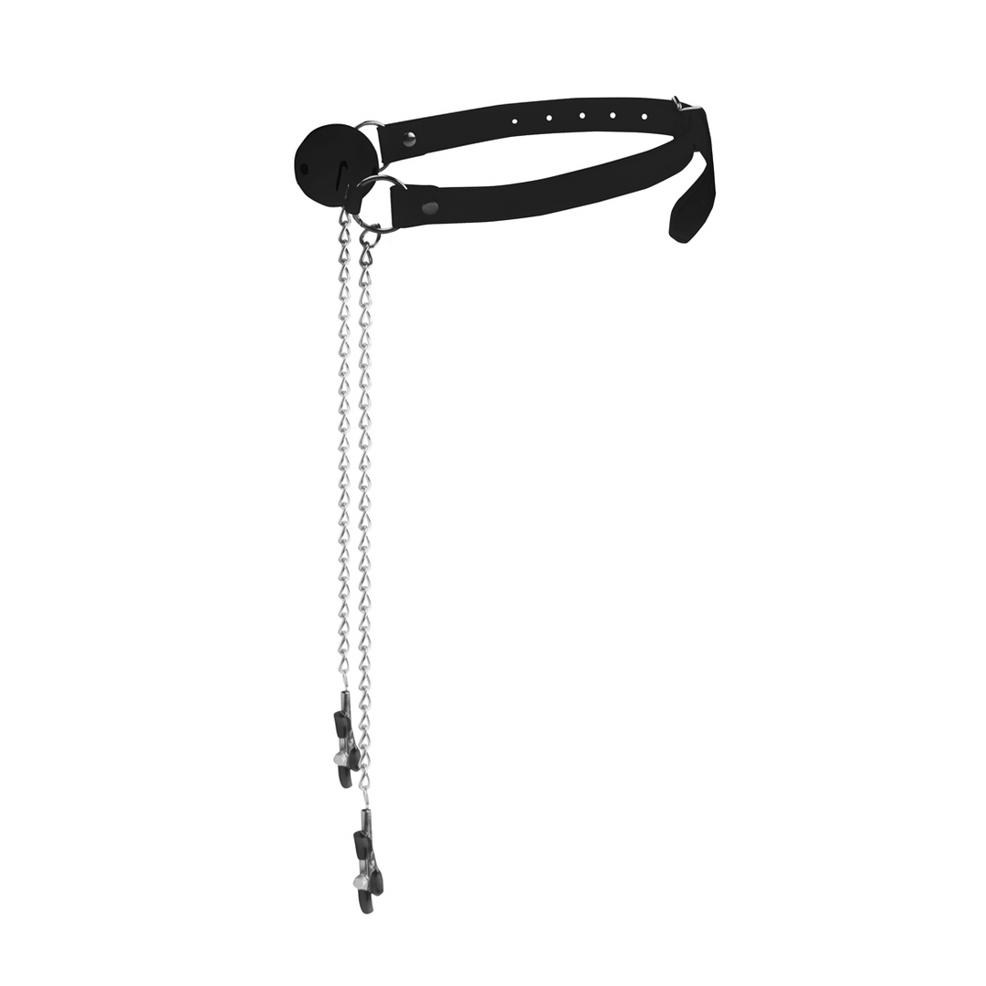 Ball Gag with Nipple Clamps 1