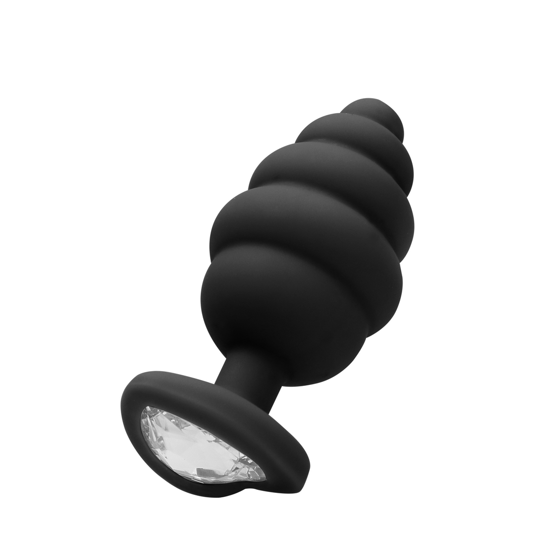 Ribbed Diamond Heart Plug - Large 1