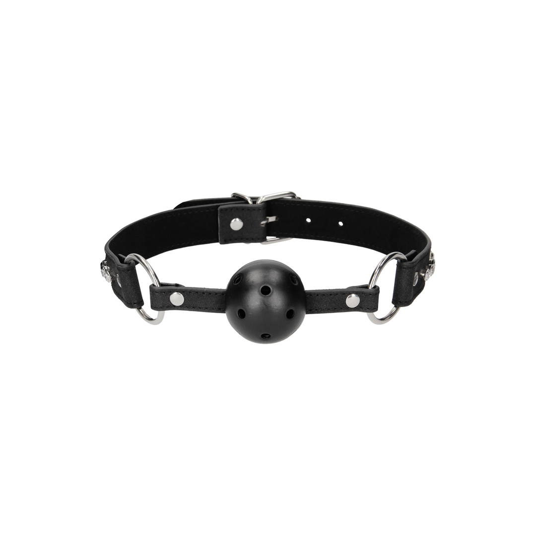 Breathable Ball Gag with with Diamond Studded Straps 4