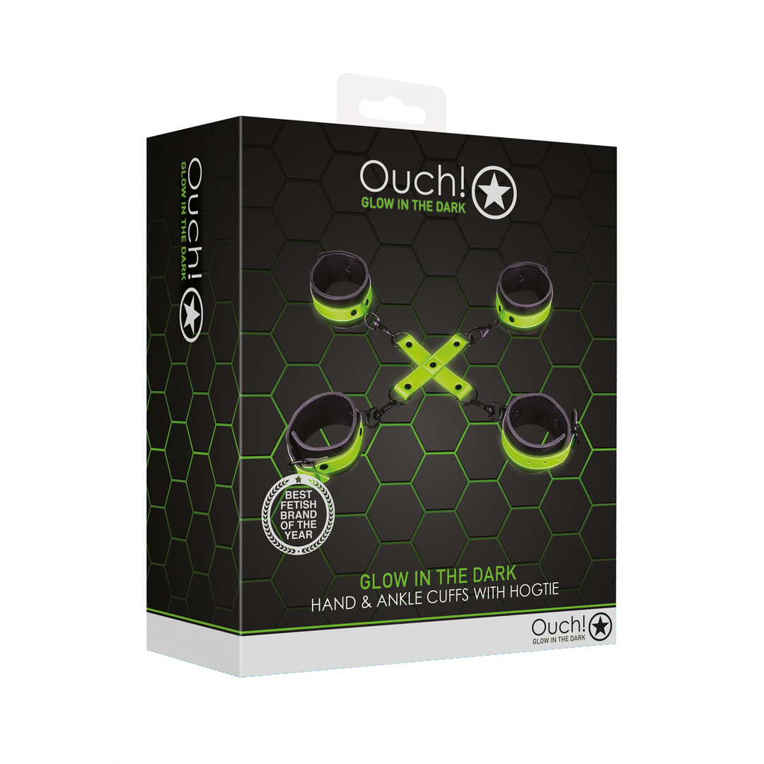 Hand and Ankle Cuffs with Hogtie - Glow in the Dark 2