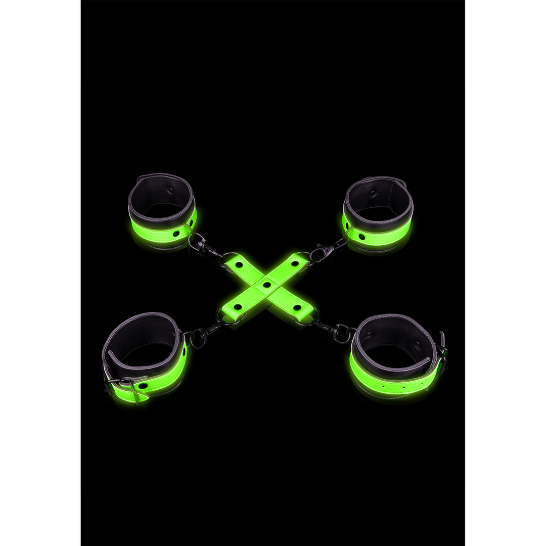 Hand and Ankle Cuffs with Hogtie - Glow in the Dark 1