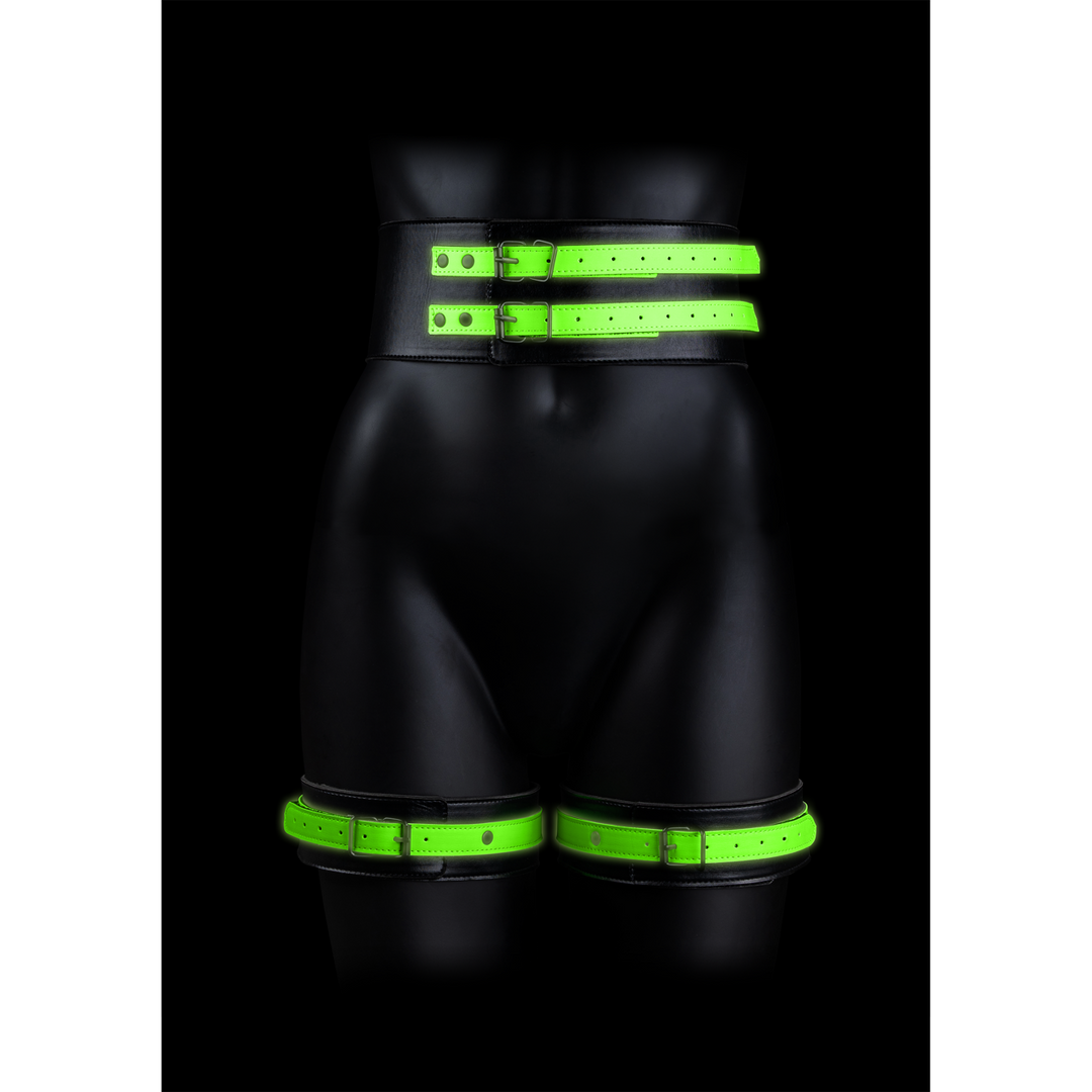 Thigh Cuffs with Belt and Handcuffs - Glow in the Dark - L/XL 1