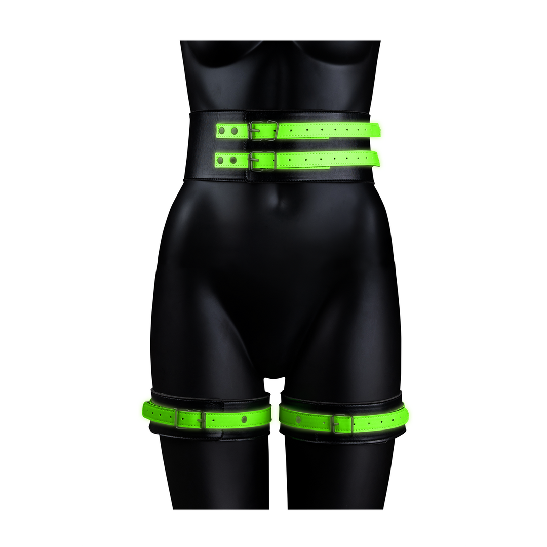 Thigh Cuffs with Belt and Handcuffs - Glow in the Dark - S/M 4