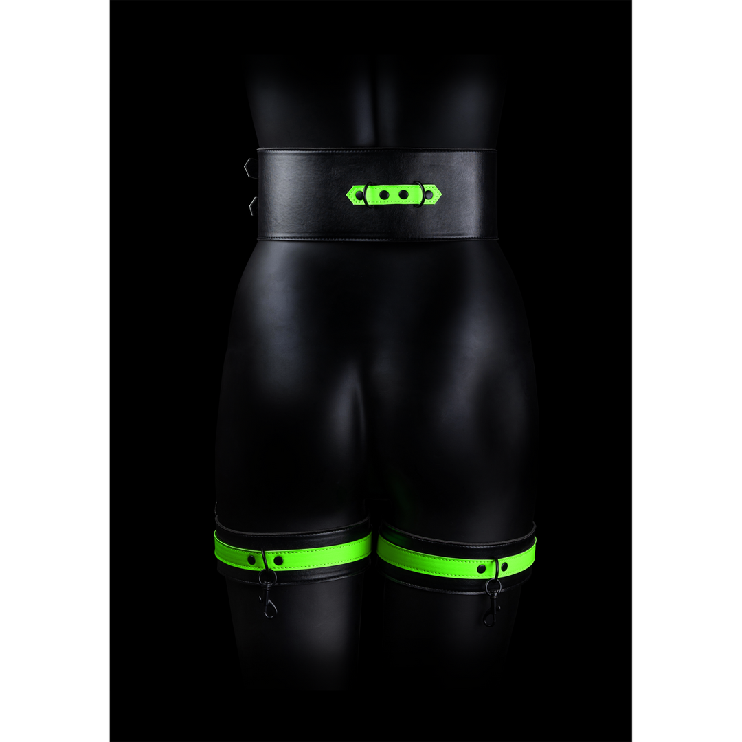 Thigh Cuffs with Belt and Handcuffs - Glow in the Dark - S/M 6