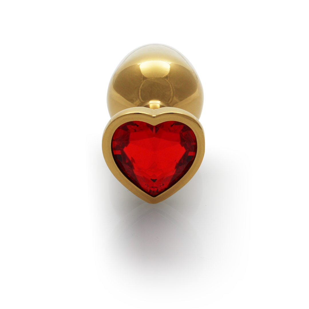 Heart Gem Butt Plug - Small - Gold/Ruby Red 5