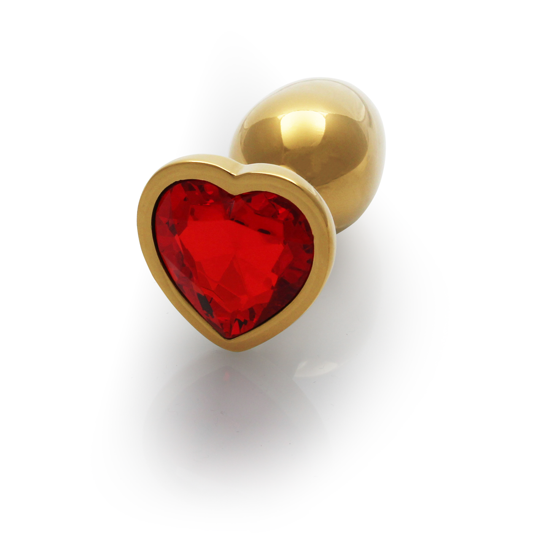 Heart Gem Butt Plug - Small - Gold/Ruby Red 6