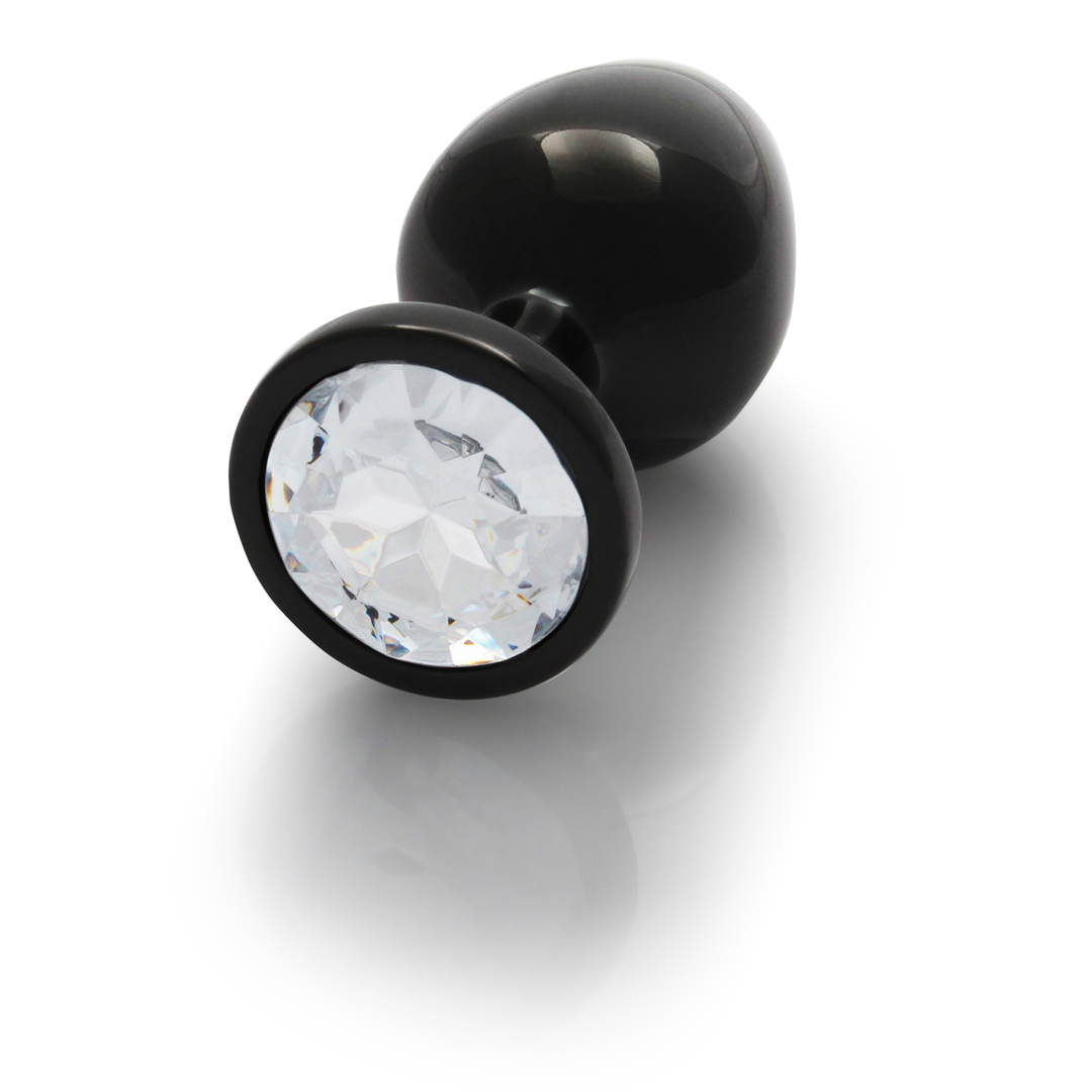 Round Gem Butt Plug - Medium - Gunmetal/Diamond 6