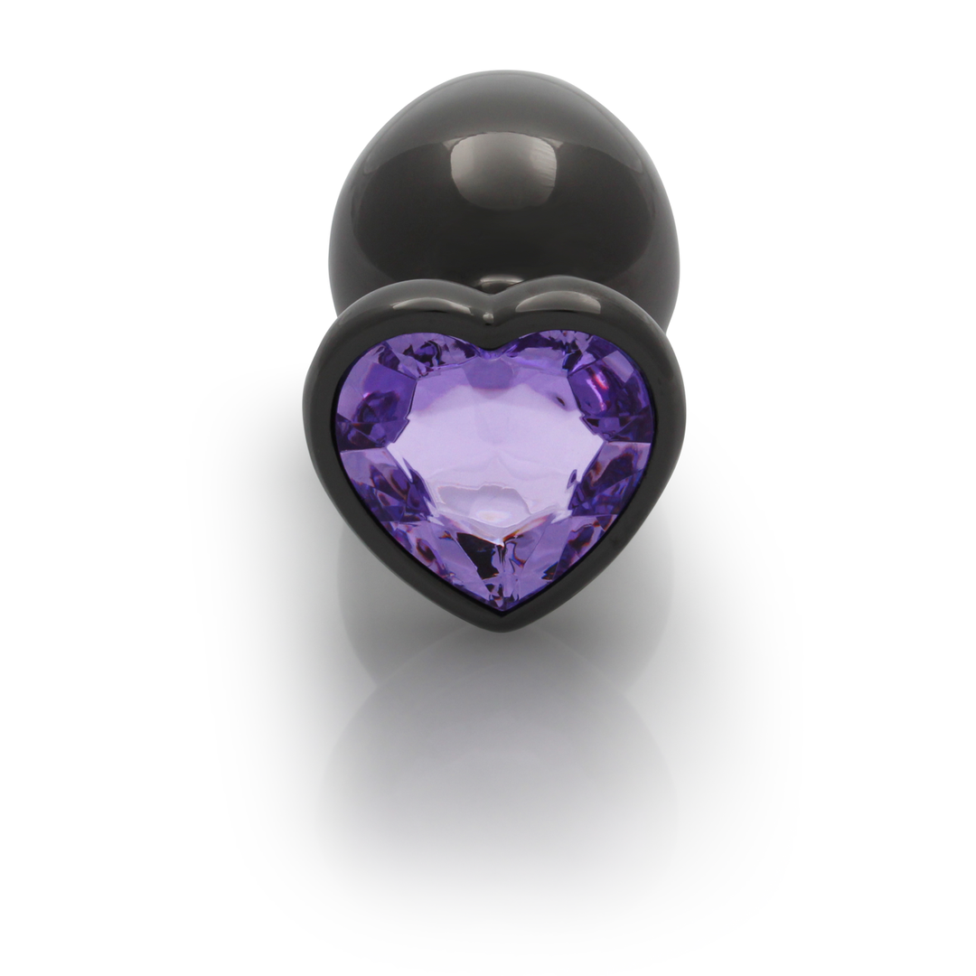 Heart Gem Butt Plug - Large - Gunmetal/Amethyst Purple 5