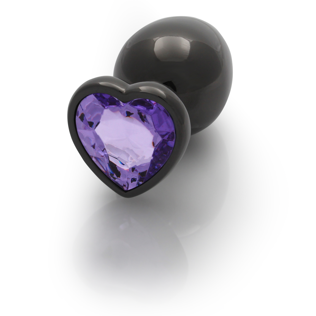 Heart Gem Butt Plug - Large - Gunmetal/Amethyst Purple 6