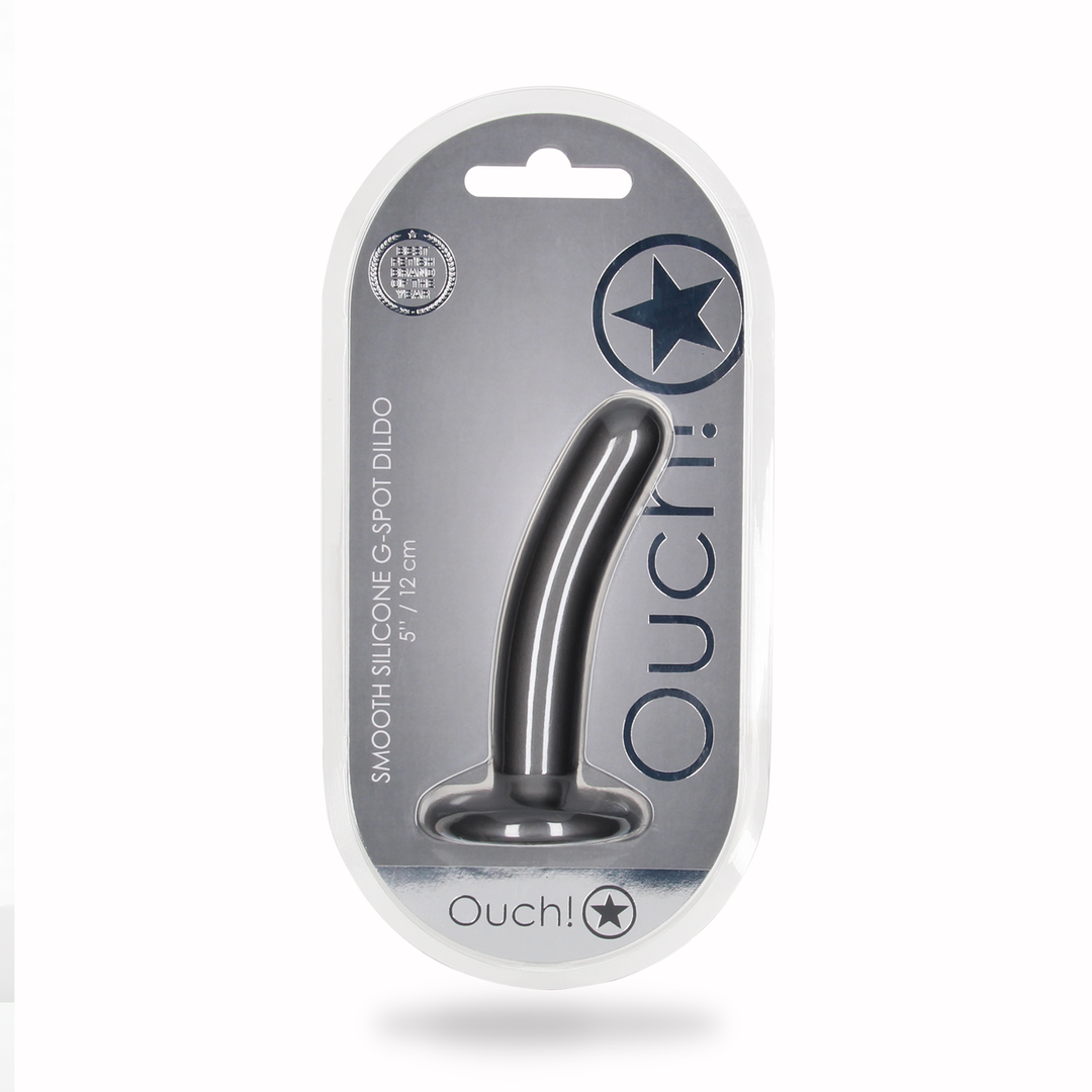 Smooth Silicone G-Spot Dildo - 5'' / 12 cm - Gunmetal 2