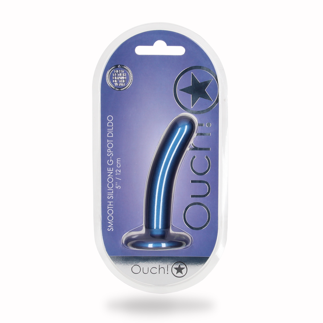 Smooth Silicone G-Spot Dildo - 5'' / 12 cm - Metallic Blue 2