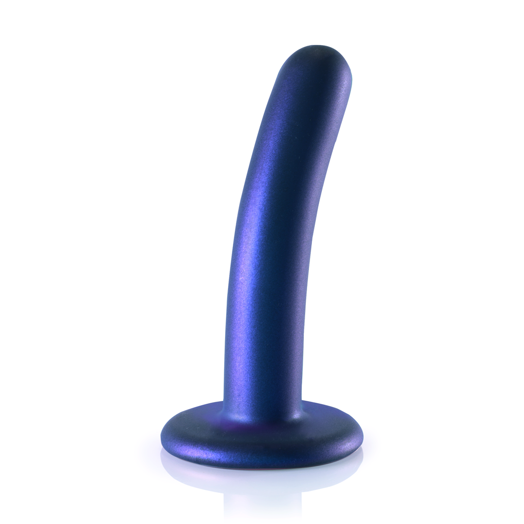 Smooth Silicone G-Spot Dildo - 5'' / 12 cm - Metallic Blue 3