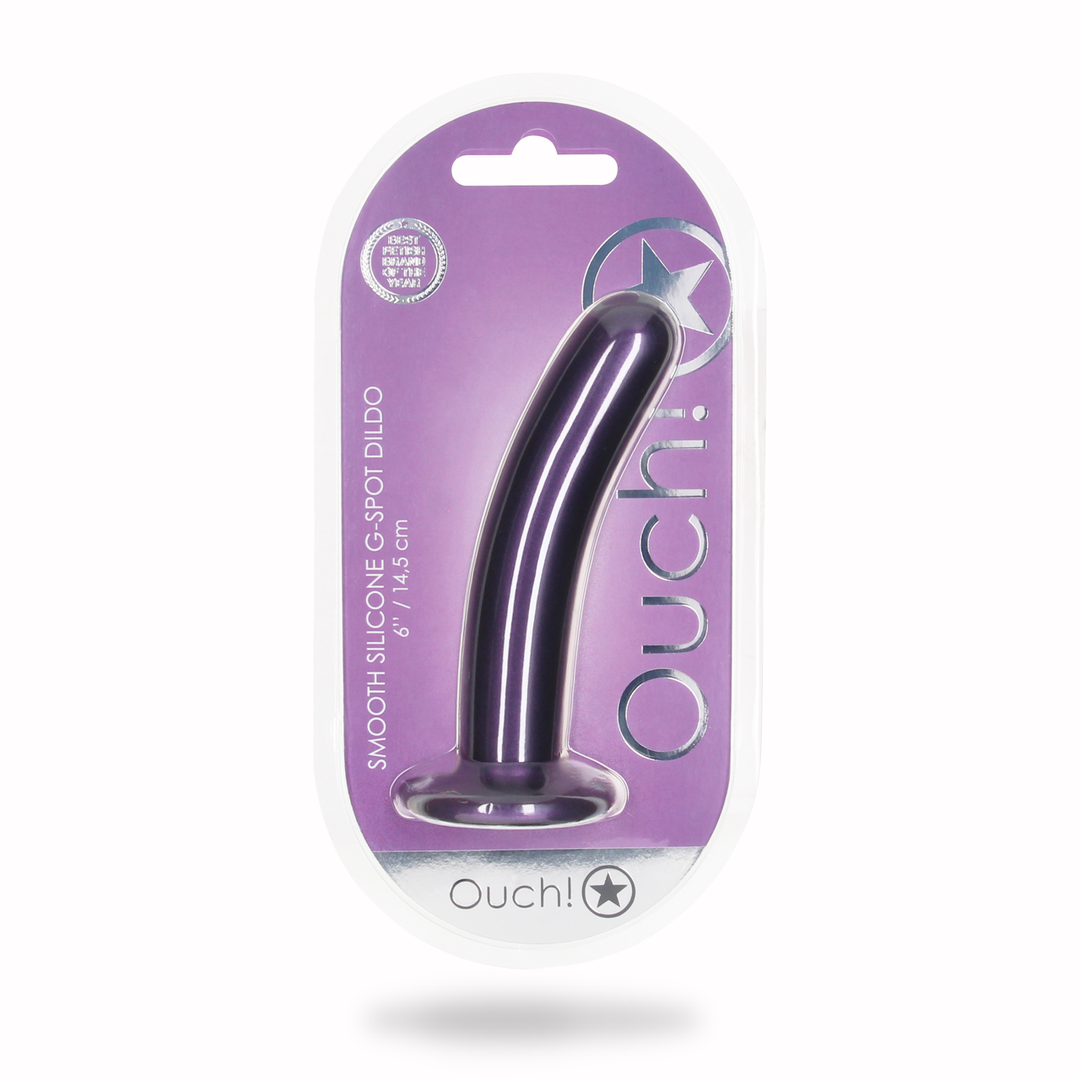 Smooth Silicone G-Spot Dildo - 6'' / 14,5 cm - Metallic Purple 2