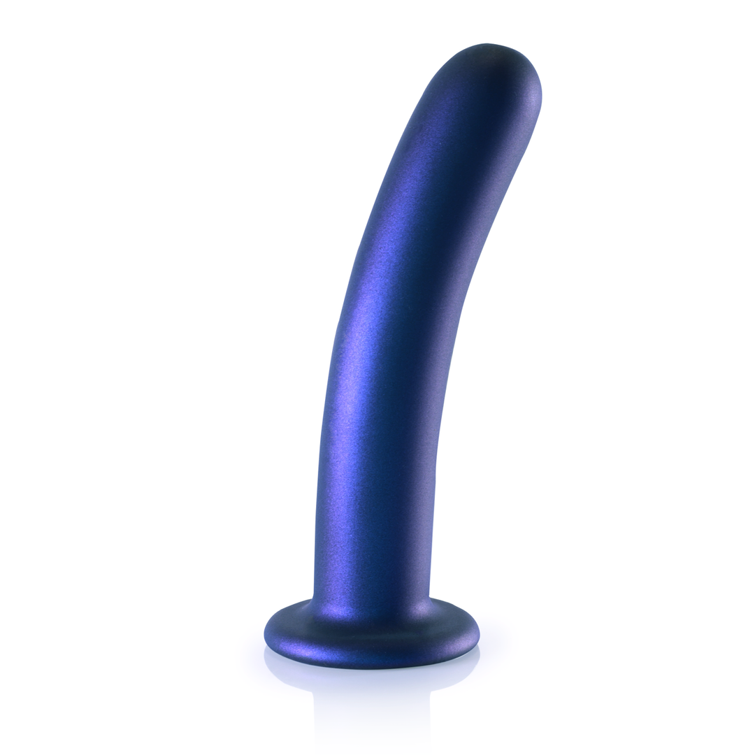 Smooth Silicone G-Spot Dildo - 7'' / 17 cm - Metallic Blue 3