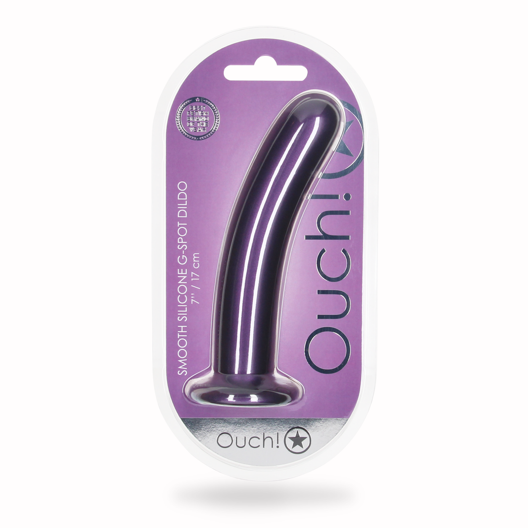 Smooth Silicone G-Spot Dildo - 7'' / 17 cm - Metallic Purple 2