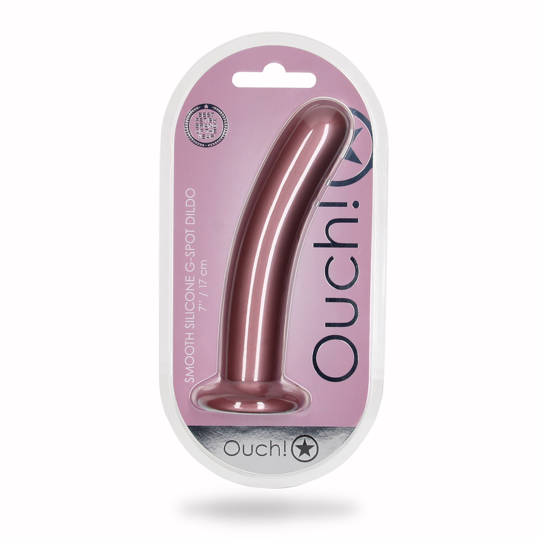 Smooth Silicone G-Spot Dildo - 7'' / 17 cm - Rose Gold 2