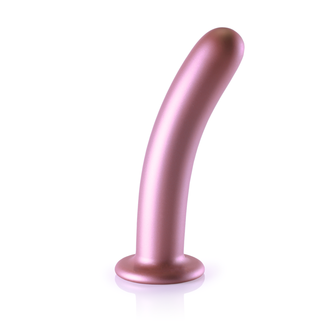 Smooth Silicone G-Spot Dildo - 7'' / 17 cm - Rose Gold 1