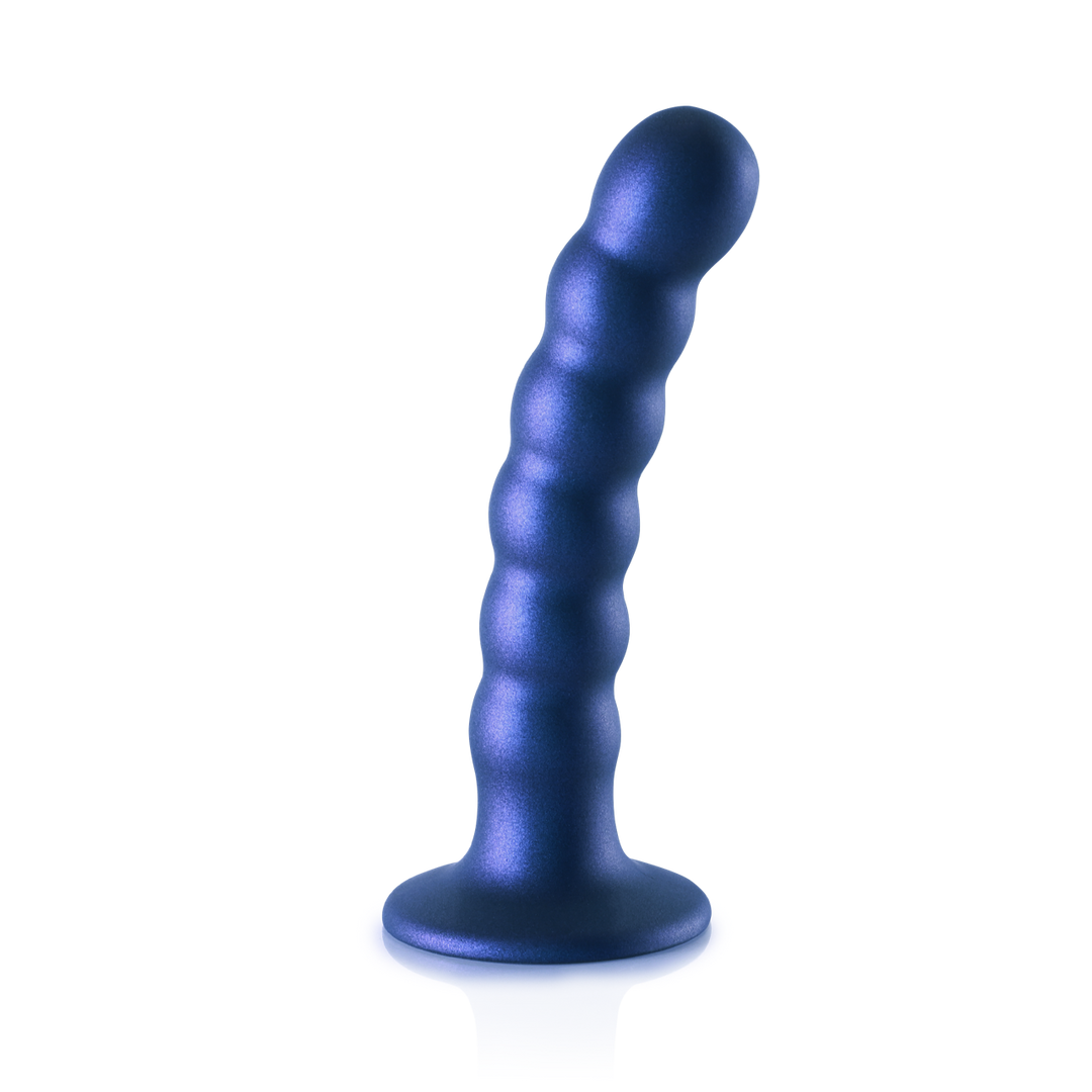 Beaded Silicone G-Spot Dildo - 5'' / 13 cm - Metallic Blue 1