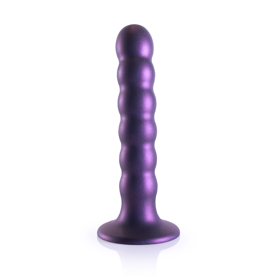 Beaded Silicone G-Spot Dildo - 5'' / 13 cm - Metallic Purple 4