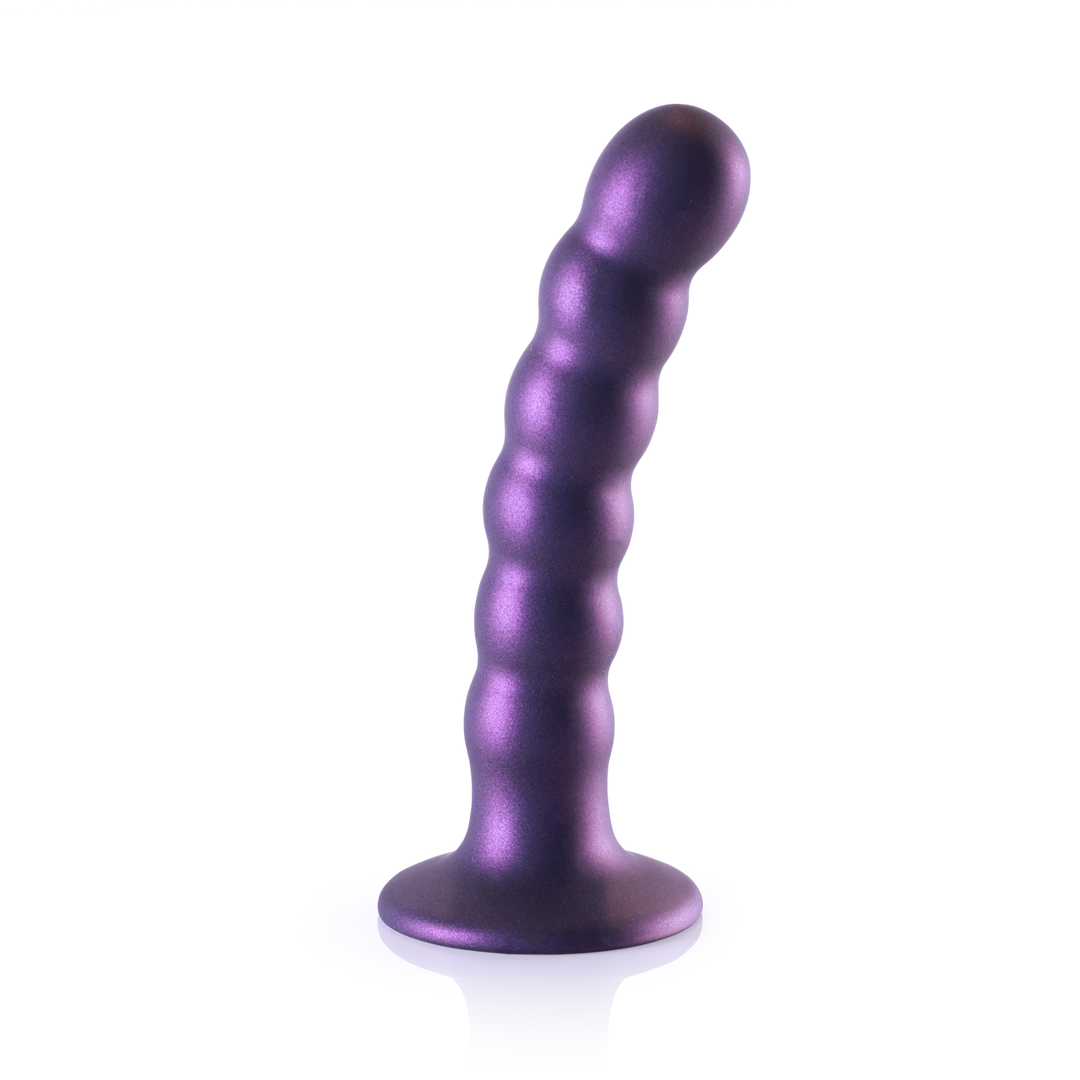 Beaded Silicone G-Spot Dildo - 5'' / 13 cm - Metallic Purple 1