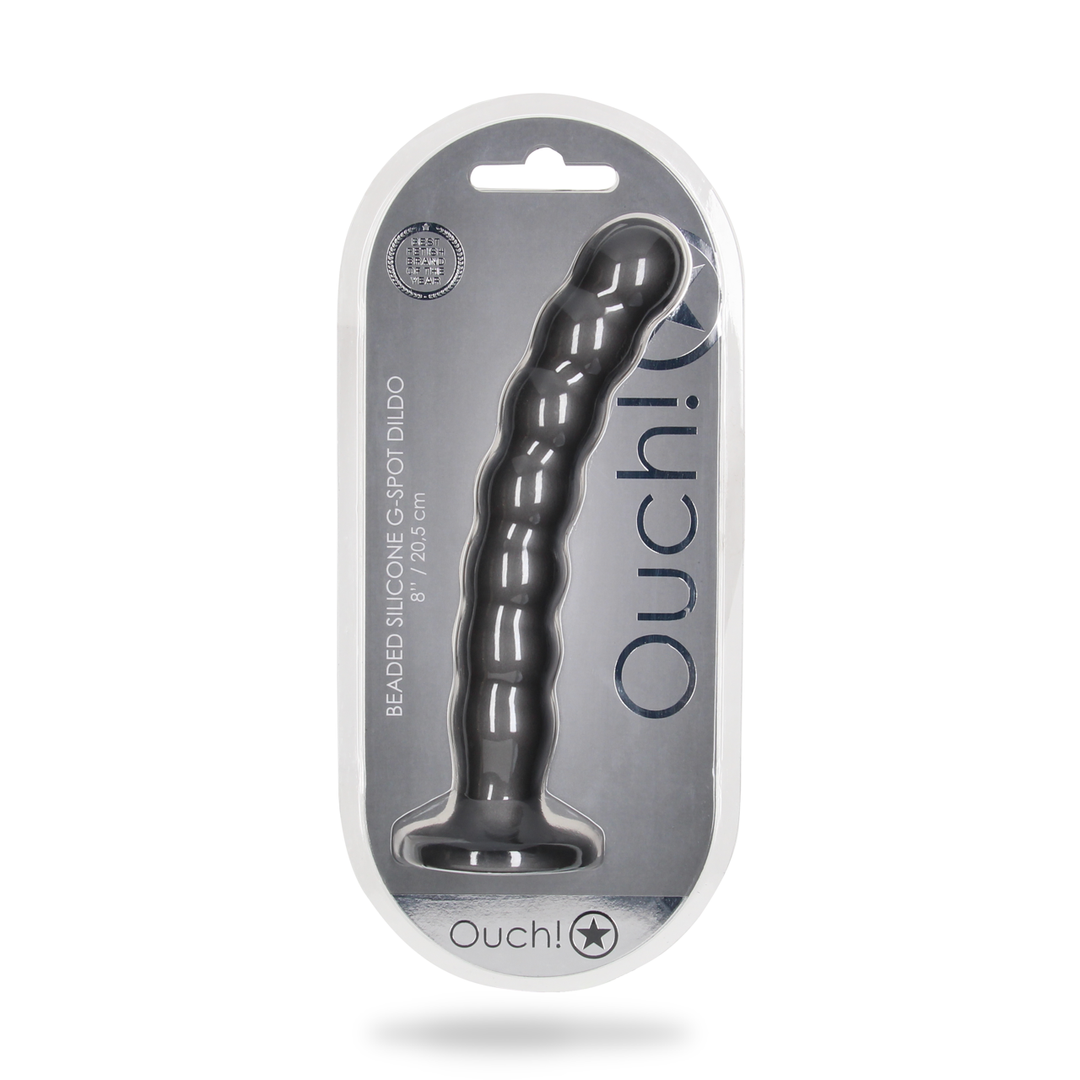 Beaded Silicone G-Spot Dildo - 8'' / 20,5 cm - Gunmetal 2