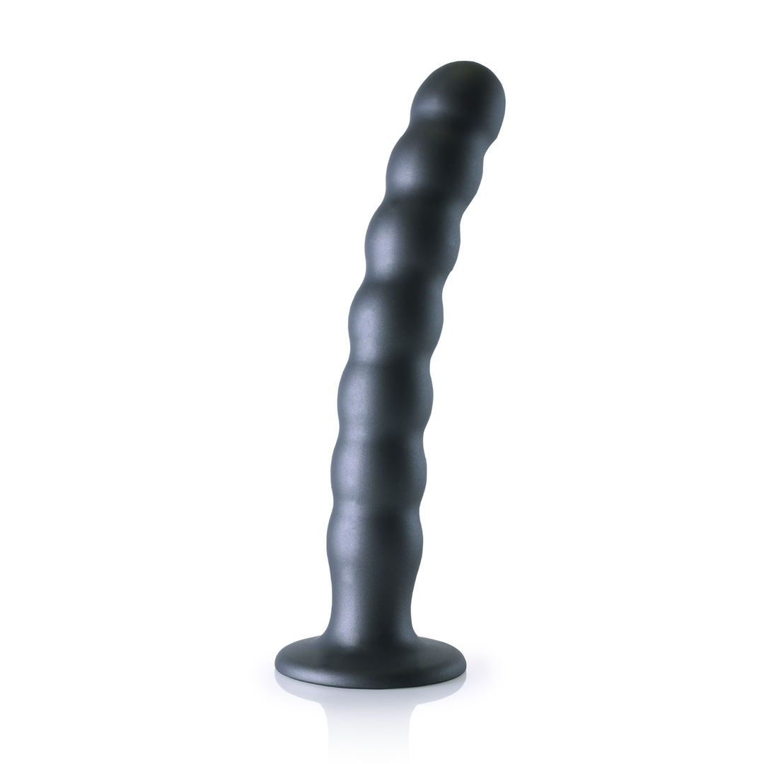 Beaded Silicone G-Spot Dildo - 8'' / 20,5 cm - Gunmetal 3