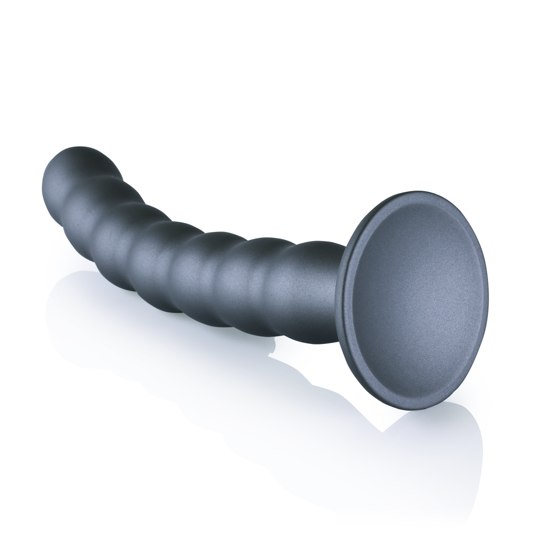 Beaded Silicone G-Spot Dildo - 8'' / 20,5 cm - Gunmetal 5