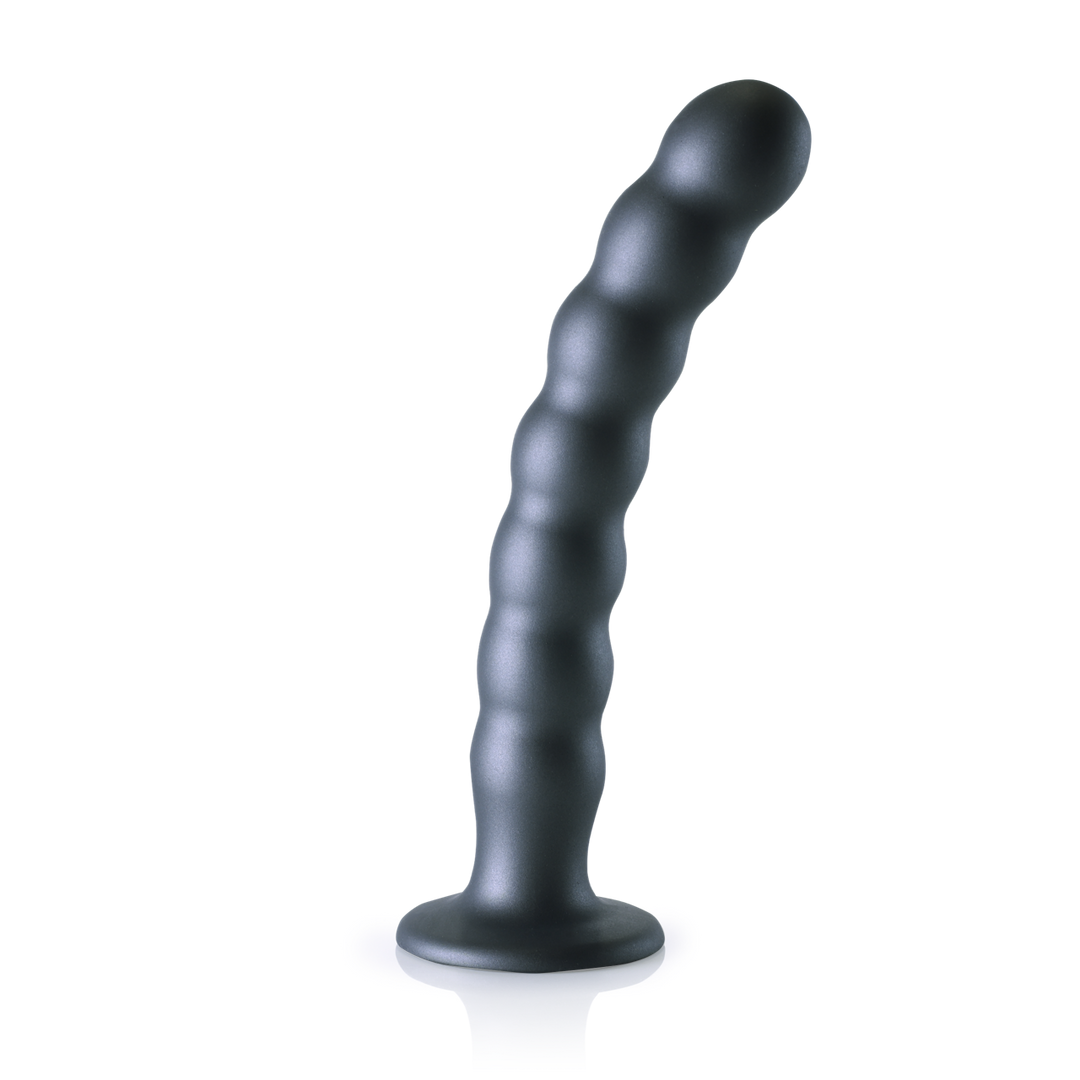 Beaded Silicone G-Spot Dildo - 8'' / 20,5 cm - Gunmetal 1