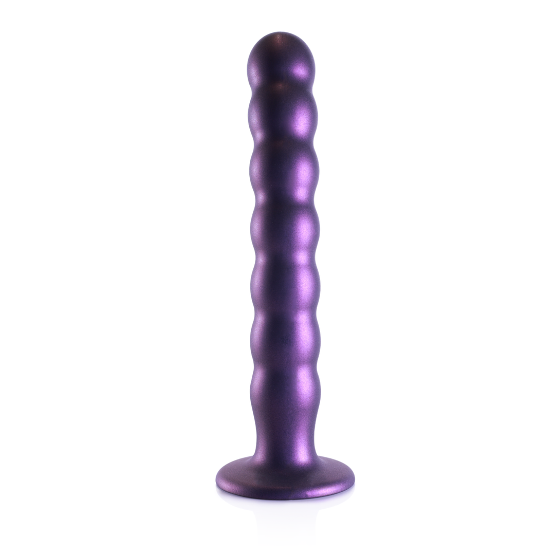 Beaded Silicone G-Spot Dildo - 8'' / 20,5 cm - Metallic Purple 4