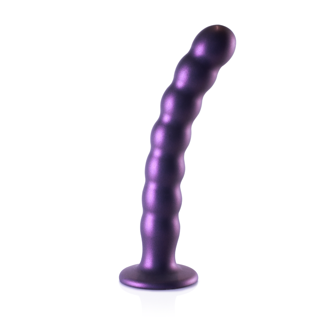 Beaded Silicone G-Spot Dildo - 8'' / 20,5 cm - Metallic Purple 1
