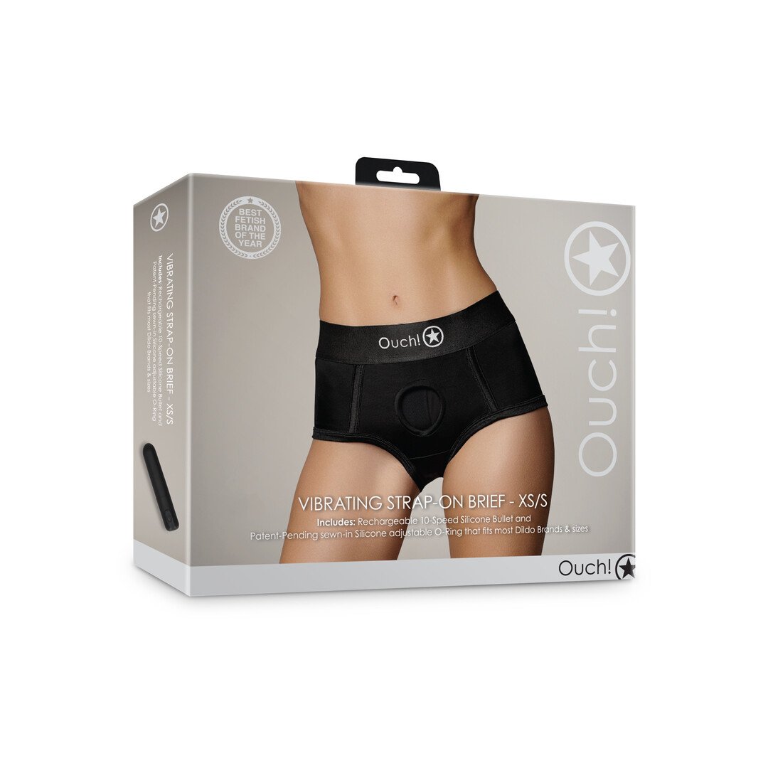 Vibrating Strap-on Brief - XS/S - Black 2