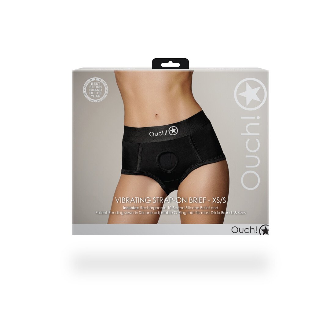 Vibrating Strap-on Brief - XS/S - Black 3