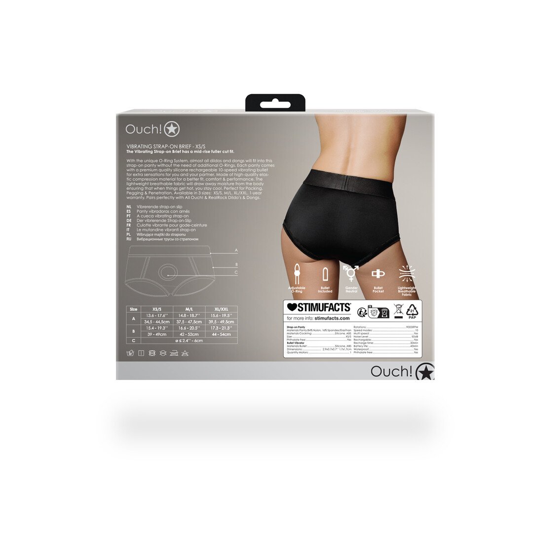 Vibrating Strap-on Brief - XS/S - Black 4