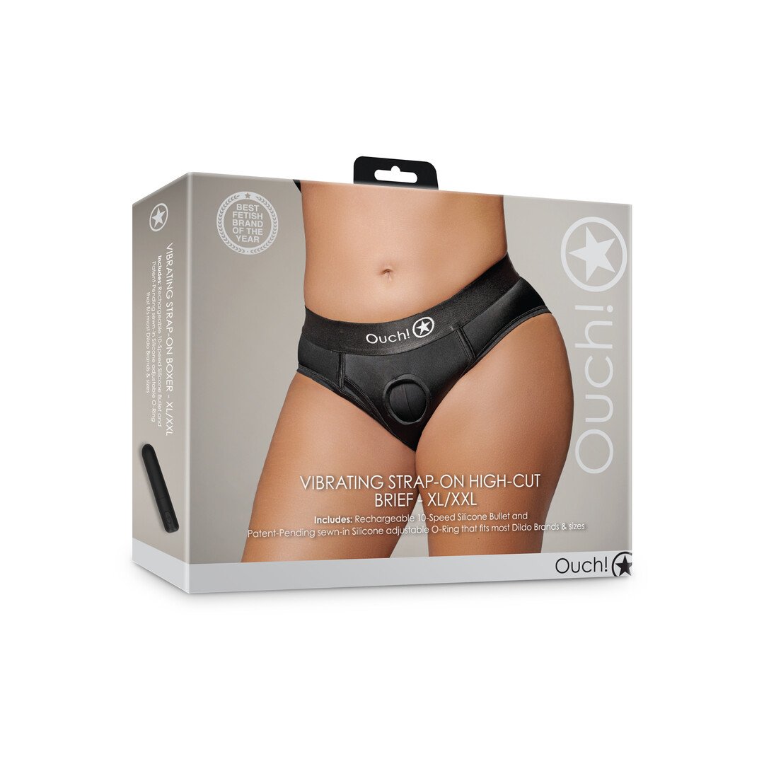 Vibrating Strap-on High-cut Brief - XL/XXL - Black 2