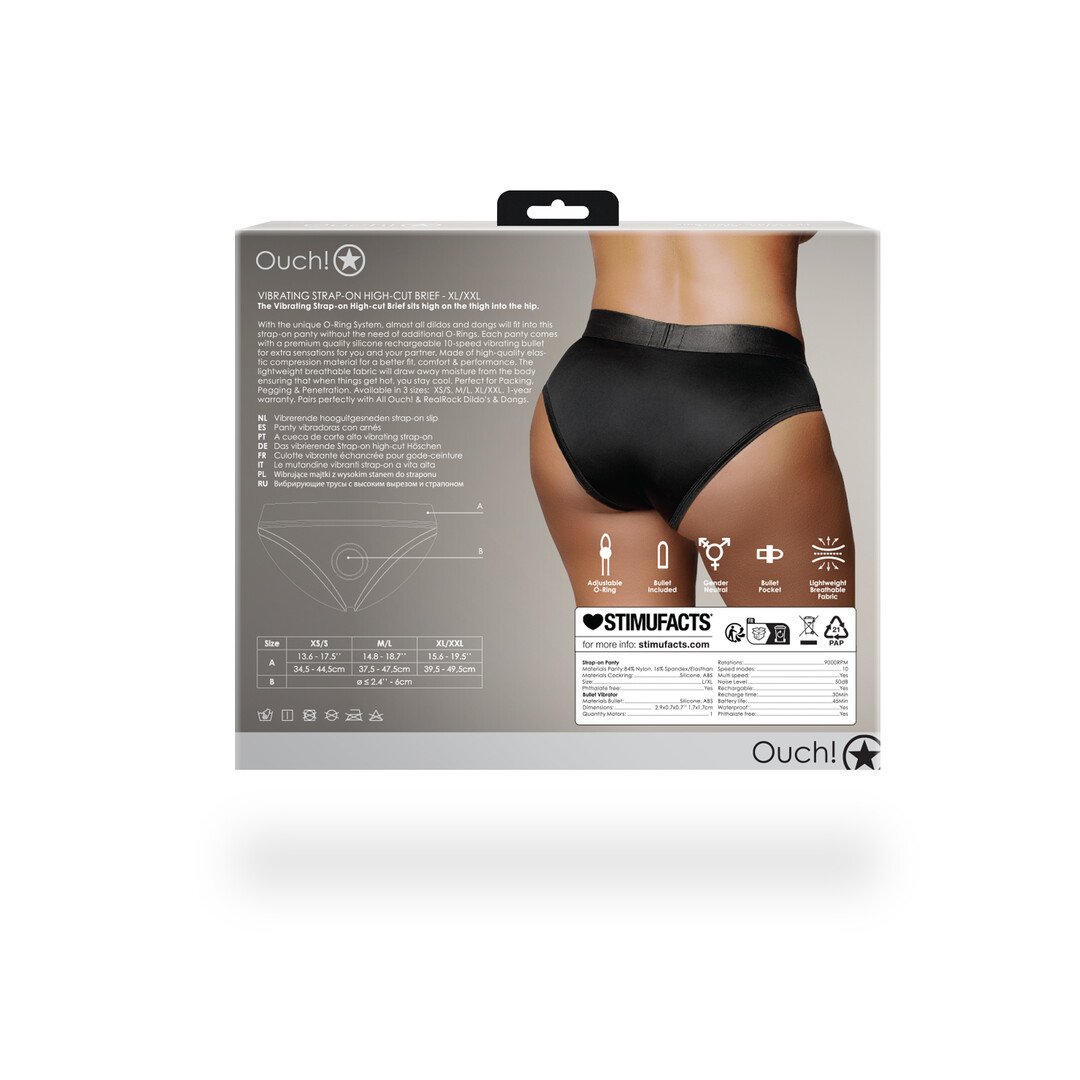 Vibrating Strap-on High-cut Brief - XL/XXL - Black 4
