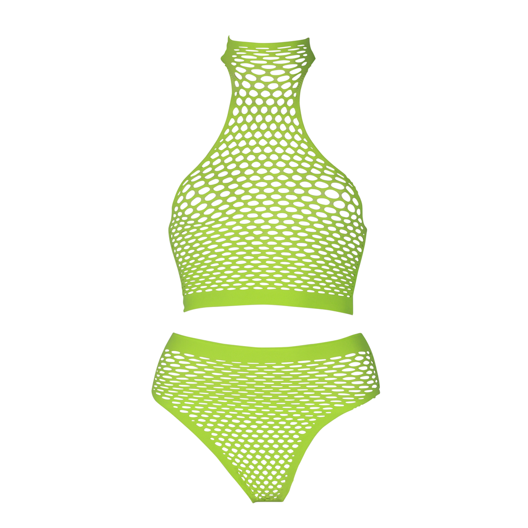 Turtle Neck and High Waist Slip - Plus Size - Neon Green 6