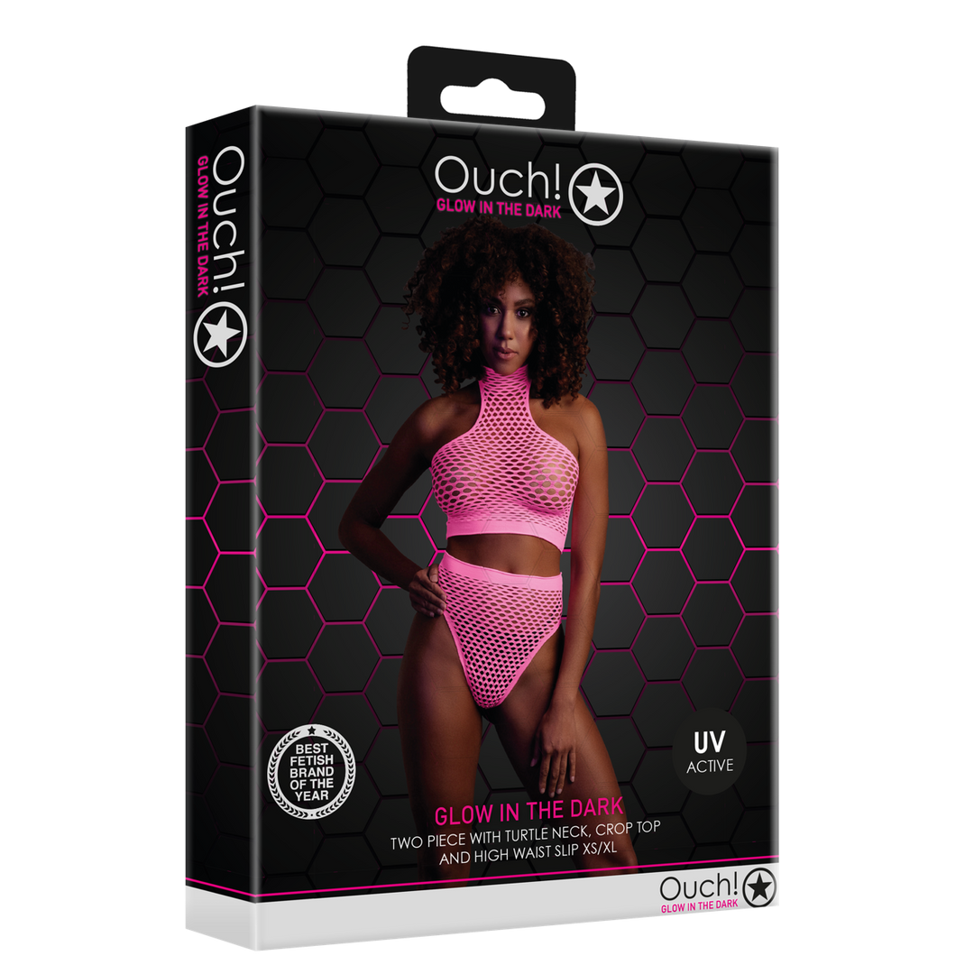 Turtle Neck and High Waist Slip - One Size - Neon Pink 2