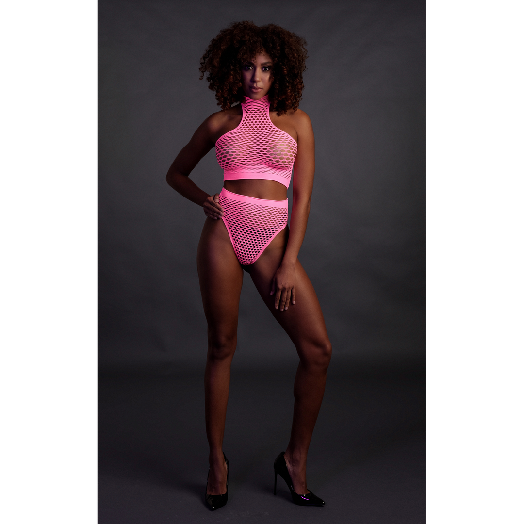 Turtle Neck and High Waist Slip - One Size - Neon Pink 4