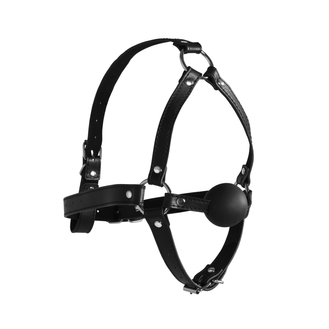 Head Harness with Solid Ball Gag - Black 4