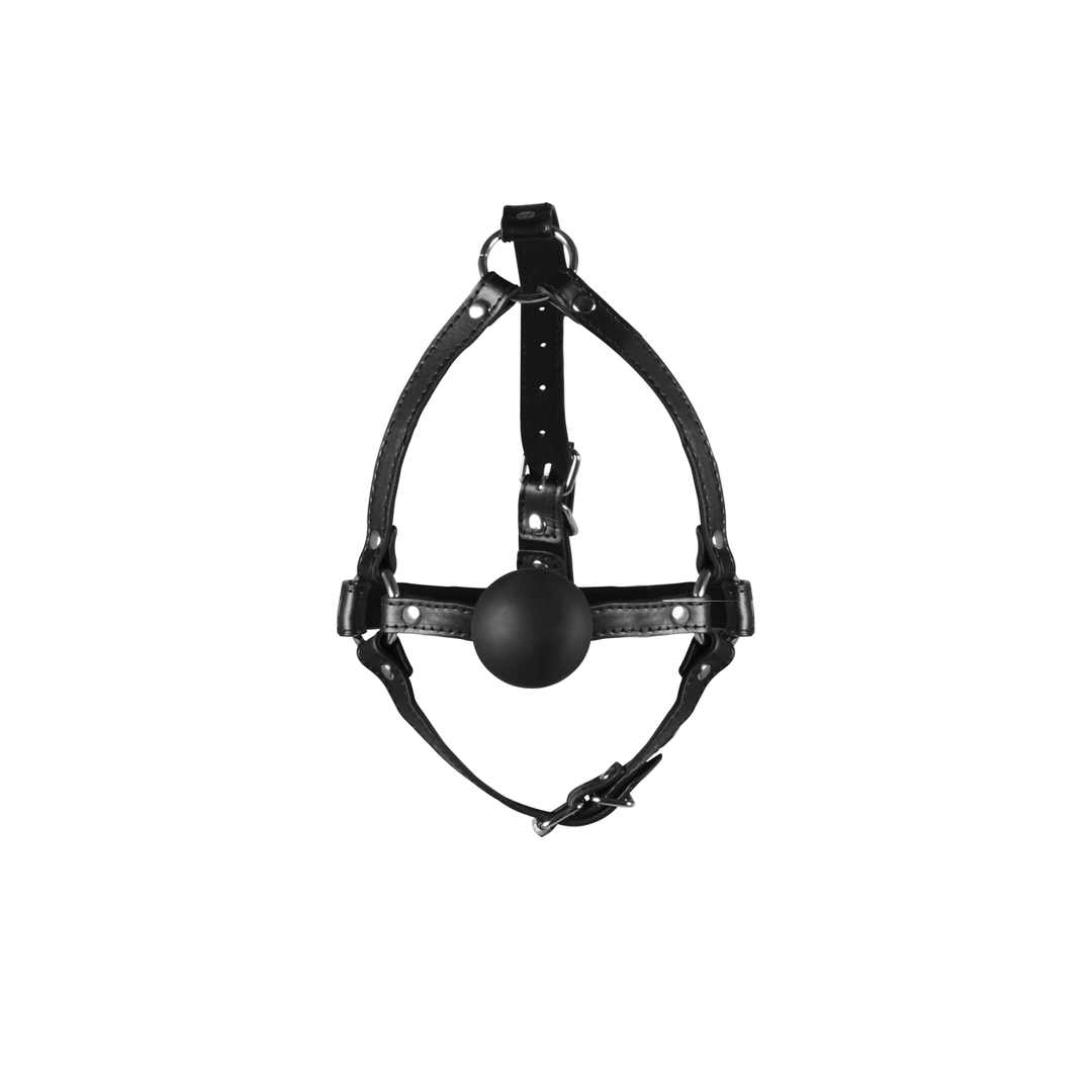 Head Harness with Solid Ball Gag - Black 5
