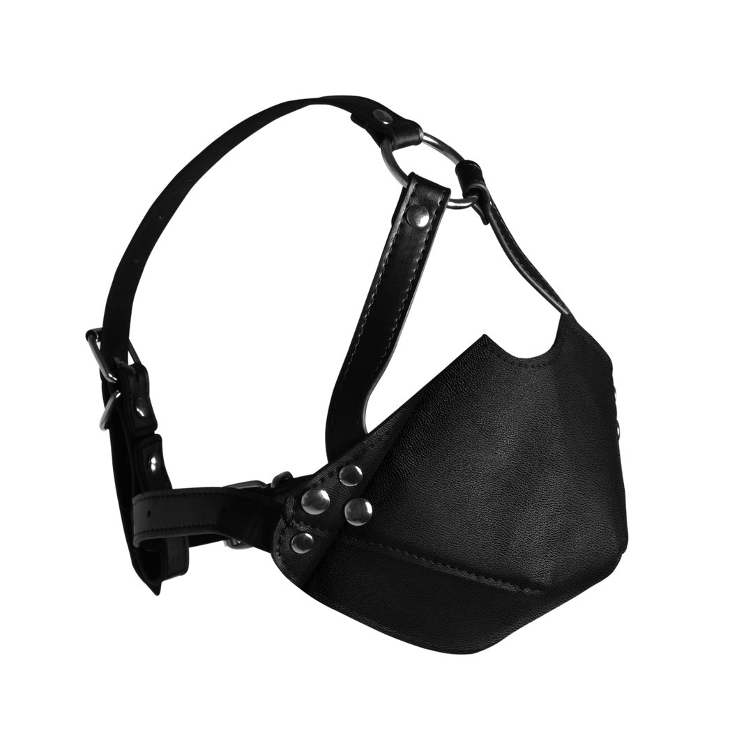Head Harness with Mouth Cover and Breathable Ball Gag - Black 4