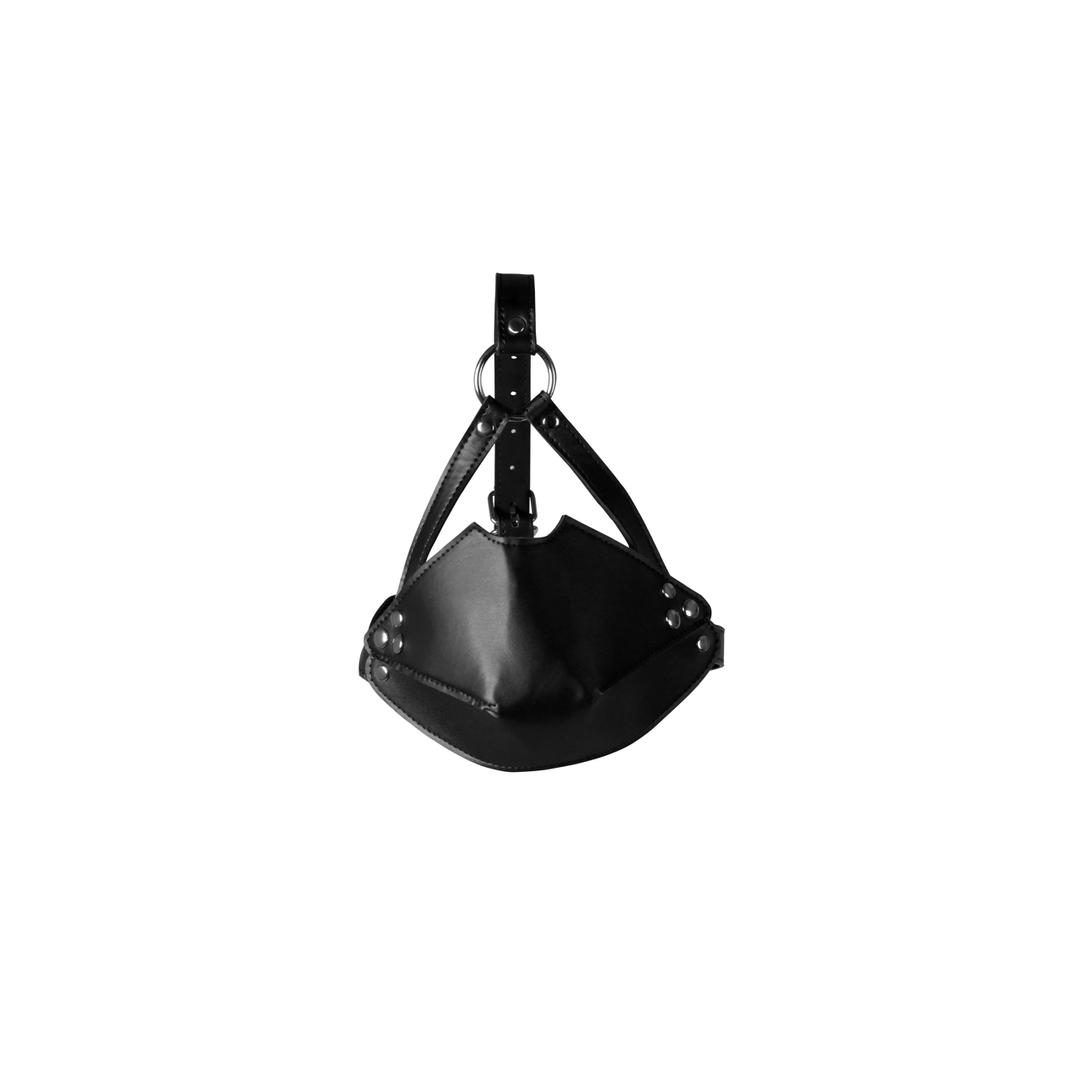 Head Harness with Mouth Cover and Breathable Ball Gag - Black 5