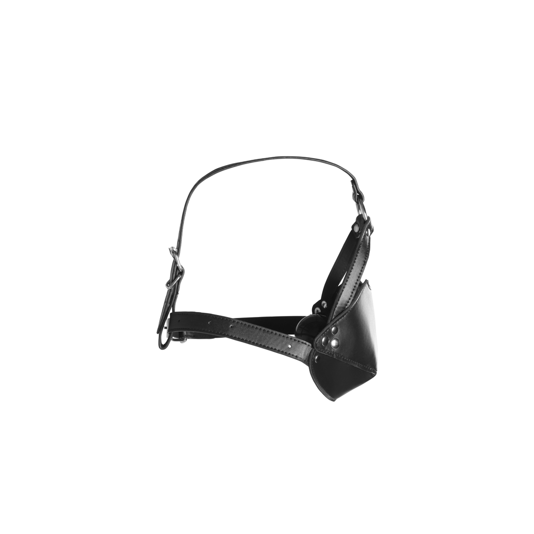 Head Harness with Mouth Cover and Breathable Ball Gag - Black 6