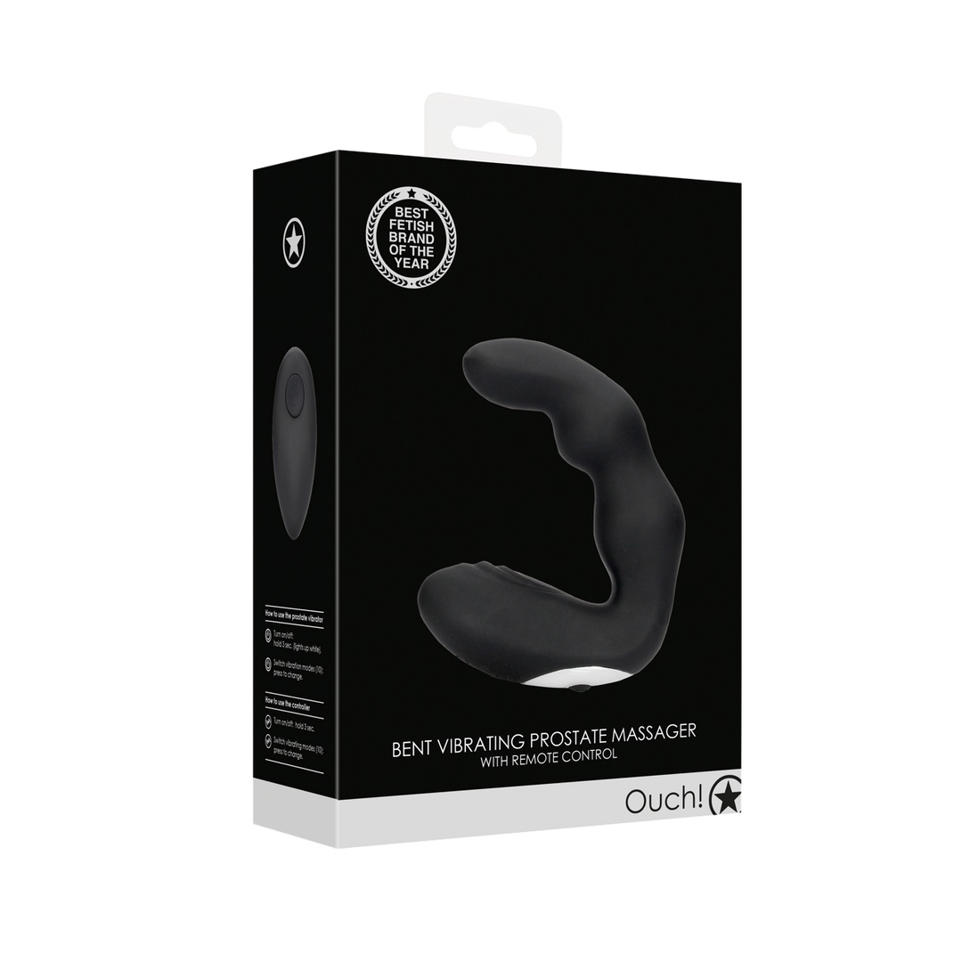 Bent Vibrating Prostate Massager with Remote Control - Black 2
