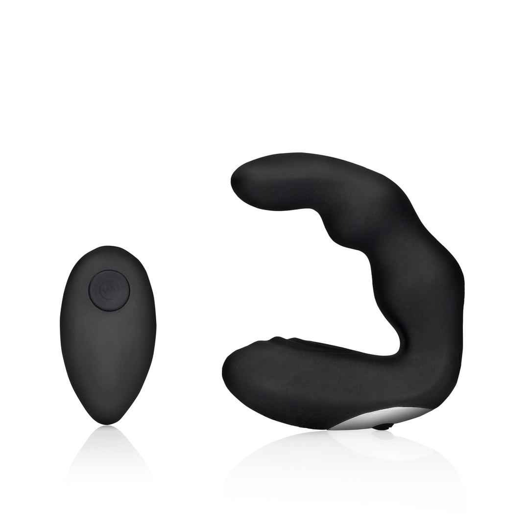 Bent Vibrating Prostate Massager with Remote Control - Black 1
