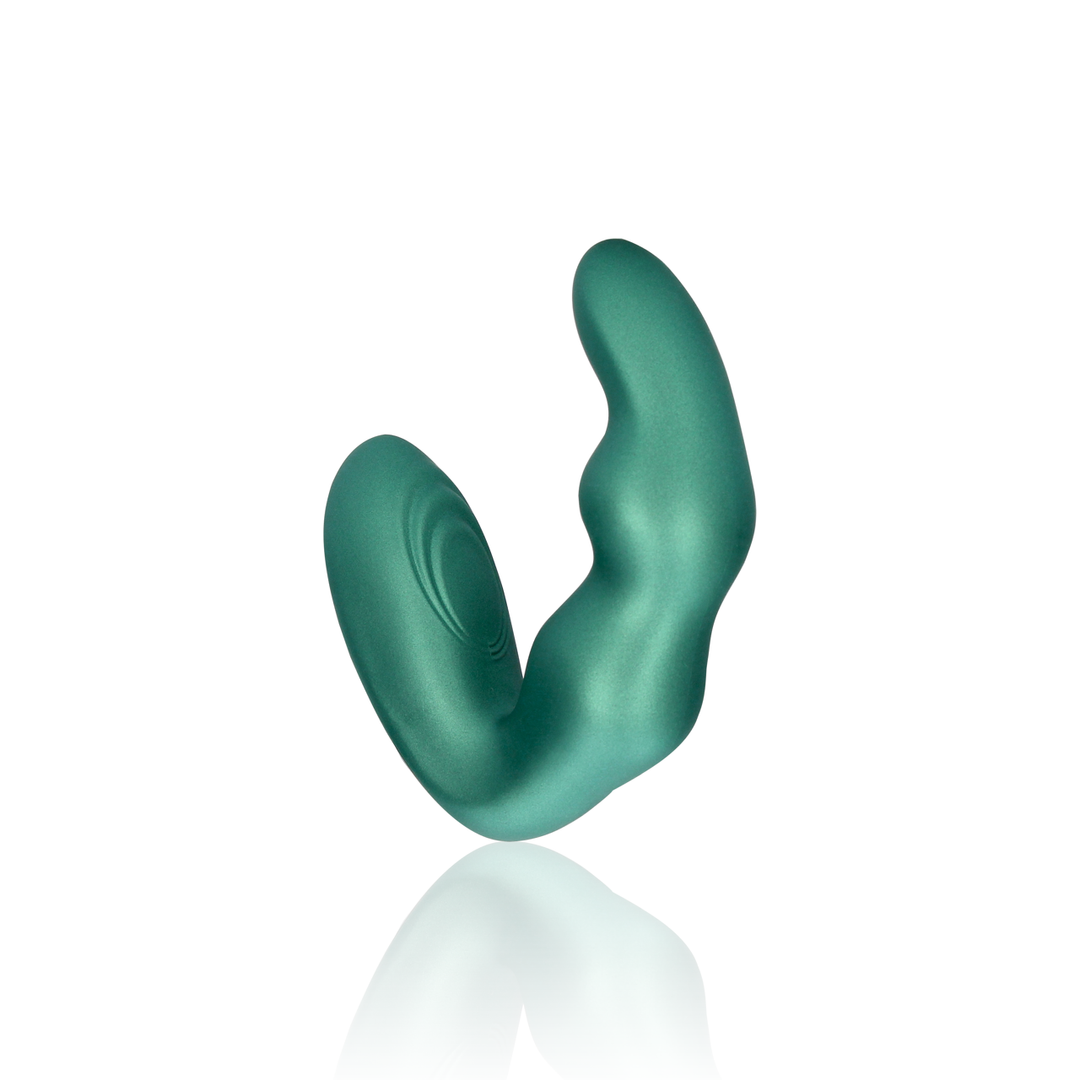 Bent Vibrating Prostate Massager with Remote Control - Metallic Green 6
