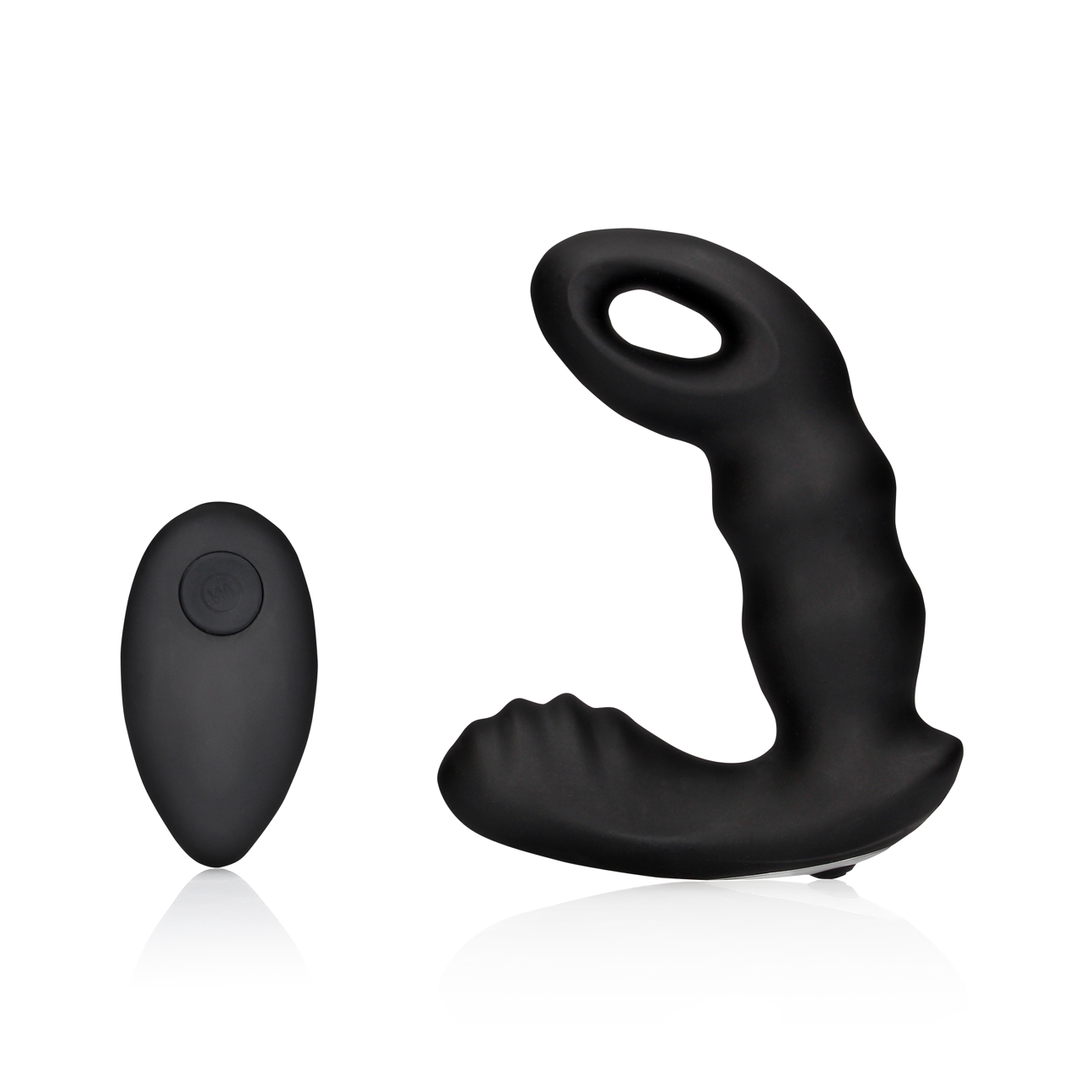 Beaded Vibrating Prostate Massager with Remote Control - Black 1