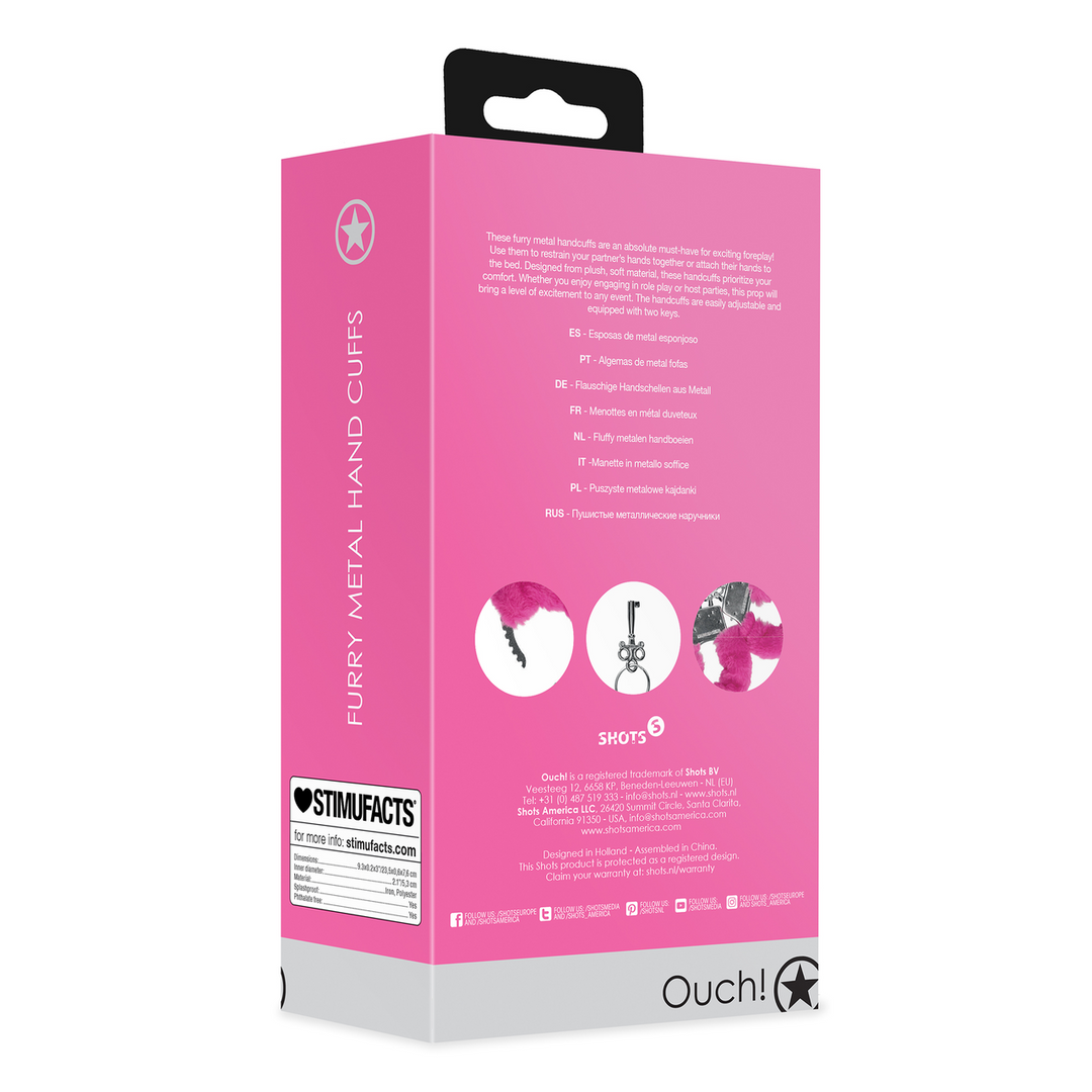 Furry Metal Hand Cuffs - Pink 3