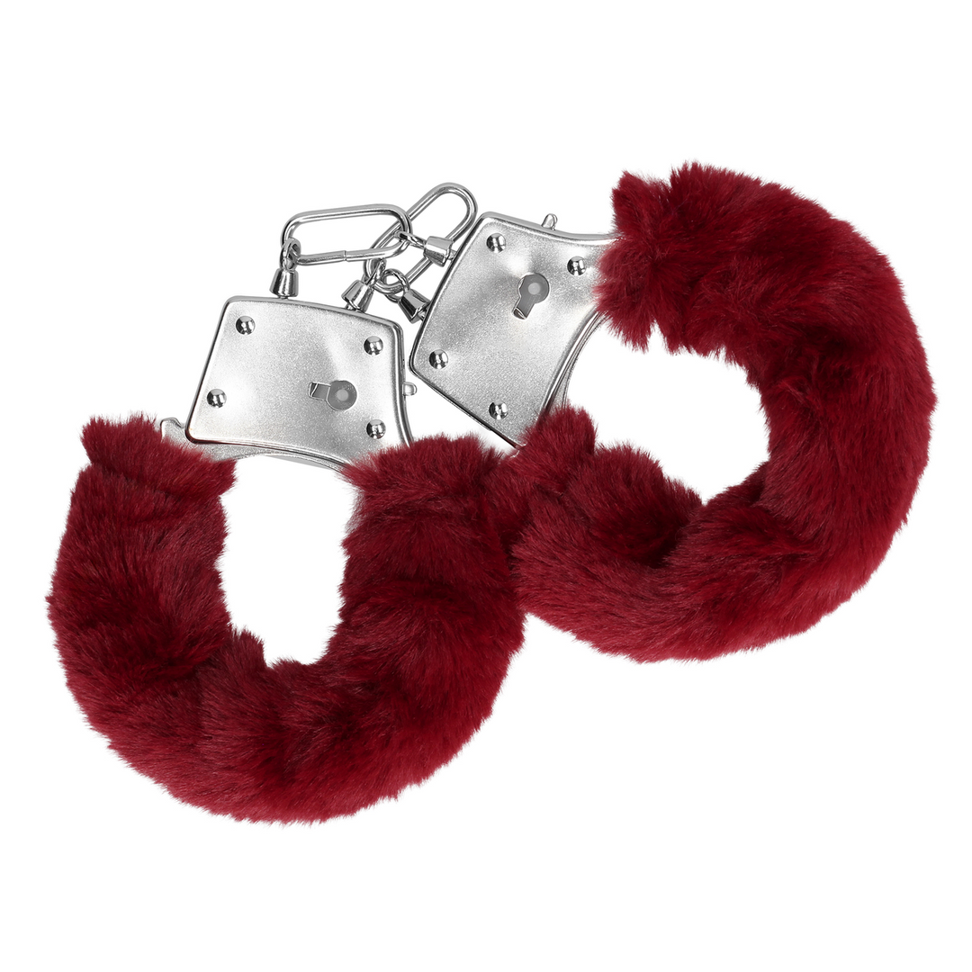 Furry Metal Hand Cuffs - Red 4